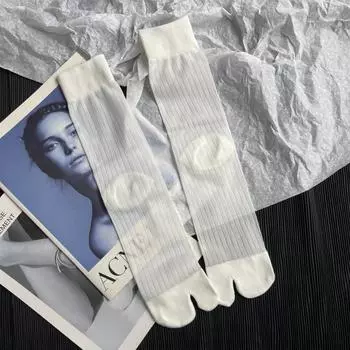 Высококачественные Удобные Летние Ультратонкие Носки с Раздельным Пальцем Женские Хлопковые Носки в Полоску из Золотого Шелка Японские Таби Носки с Двумя Пальцами Харадзюку Size 35-40