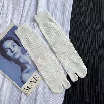 Высококачественные Удобные Мягкие Летние Тонкие Носки с Раздельным Пальцем Женские Хлопковые Однотонные Полосатые Двупалые Японские Харадзюку Таби Носки Size 35-40