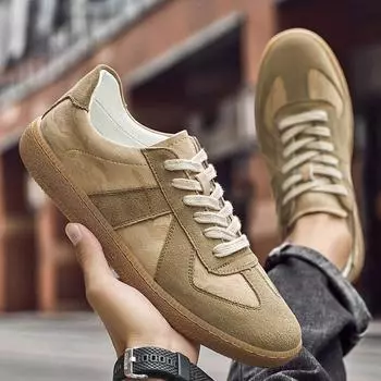 Высококачественные уличные кроссовки из натуральной кожи для мужчин, удобные туфли на плоской подошве, удобные повседневные туфли-оксфорды с мягкой подошвой 38 бежевый