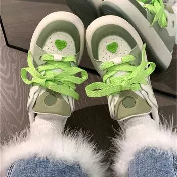 Высококачественные универсальные повседневные белые туфли, летняя и осенняя новая спортивная обувь на платформе 35 зелёный