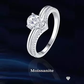 Высококачественные ювелирные изделия из 100% стерлингового серебра 925 пробы с муассанитом, кольцо с грушевидной огранкой D, настоящее муассанитовое свадебное помолвочное ювелирное украшение для женщин 5 белый