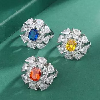 Высококачественные ювелирные изделия из лепестков, легкие роскошные ювелирные изделия, полное бриллиантовое кольцо, модное кольцо с драгоценными камнями Параиба сапфировый