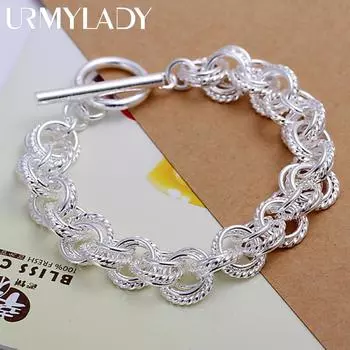 Высококачественные ювелирные изделия из стерлингового серебра 925 пробы, довольно красивые модные популярные браслеты для свадебной вечеринки 20cm