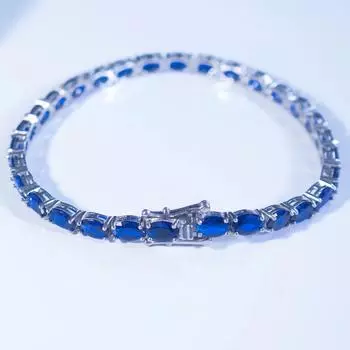 Высококачественные ювелирные изделия Элегантный браслет из серебра 925 пробы с кубическим цирконием Браслеты Royalblue Zircon синий
