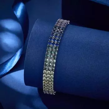 Высококачественные ювелирные изделия Элегантный браслет с покрытием из золота 14 карат Многоцветные круглые браслеты с цирконием разноцветный