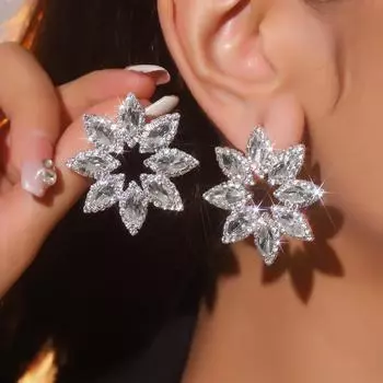 Высококачественные великолепные белые хрустальные серьги-цветы, модные серьги Advanced Sense Of, свадебные серьги, женские серьги, 1 пара