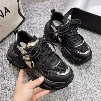 Высококачественные весенние женские кроссовки на платформе, уличная женская обувь, женская теннисная обувь с дышащей сеткой на шнуровке, вулканизированная обувь 35