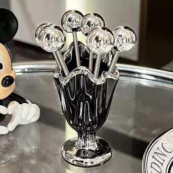 Высококачественные вилки для фруктов из нержавеющей стали, для домашнего использования, легкие, роскошные, безопасный набор вилок для молодежи, банка для хранения, наборы для фруктов на десерт