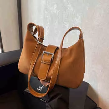 Высококачественные винтажные сумки через подмышку для женщин из искусственной замши с матовым покрытием, сумка-пельмень на плечо, модные коричневые сумки для пригородных поездок