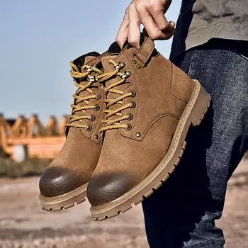 Высококачественные замшевые кожаные мотоциклетные ботинки весна-осень мужские ботинки винтажные ботильоны уличные военные тактические ботинки базовая обувь 39