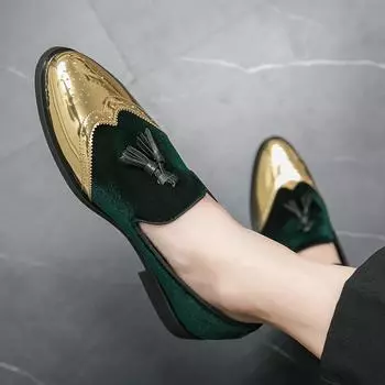 Высококачественные зеленые мокасины с кисточками, мужские мокасины из мягкой кожи, прогулочные туфли, повседневная обувь, туфли из нубука 38 чёрный