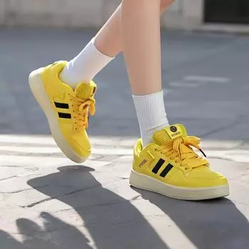 Высококачественные желтые туфли Chubby Bread женские сетчатые 2025 весенняя мода универсальные интернет знаменитости повседневные спортивные туфли для скейтбординга 35 жёлтый