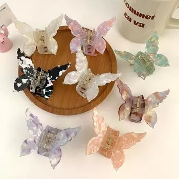 Высококачественные женские ацетатные красочные когти-бабочки элегантные декоративные шпильки для волос с длинной фиксацией повязка на голову аксессуары для волос one size морилка 19 красный