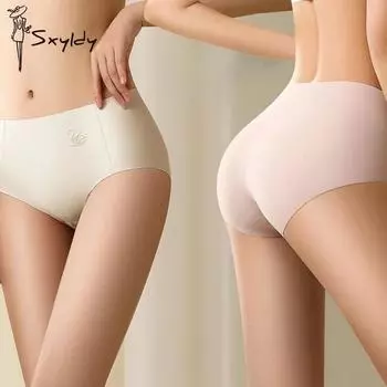 Высококачественные женские бесшовные трусики-брифы из ледяного шелка с подтяжкой бедер, мягкие и удобные трусики со средней талией M белый