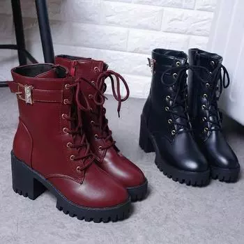 Высококачественные женские ботинки из спилковой кожи Dr Boots Shoes High Top Motorcycle Shoes Autumn Winter Woman Snow Boots 2019 4 чёрный