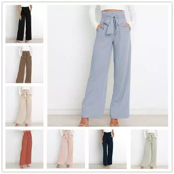 Высококачественные женские брюки для рабочего места, повседневные универсальные широкие брюки S чёрный