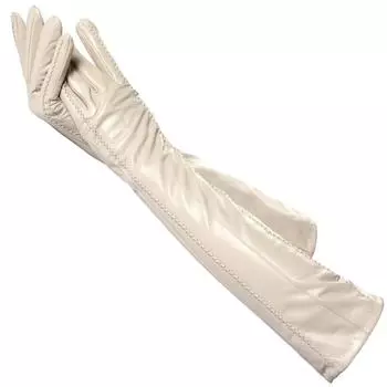 Высококачественные женские кожаные перчатки из овечьей кожи длиной 47 см, зимние теплые модные длинные перчатки 6.5 бежевый