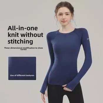 «Высококачественные женские облегающие топы с длинными рукавами для занятий пилатесом, йогой и осенним бегом» Medium