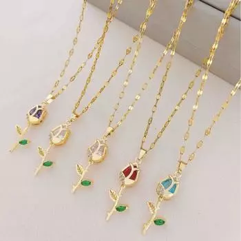 Высококачественные женские ожерелья не теряют цвет тюльпан новое ожерелье модное высококачественное чувство титановой стали ожерелье женская ключичная цепочка белый