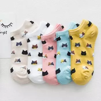 Хлопчатобумажные женские носки с принтом Милые котики 1pcs