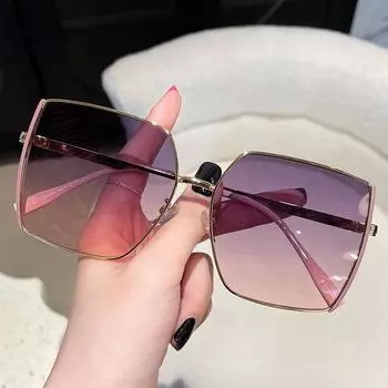 Высококачественные женские солнцезащитные очки в металлической квадратной оправе Douyin Xiaohongshu, солнцезащитные очки с защитой от УФ-излучения, интернет-знаменитости