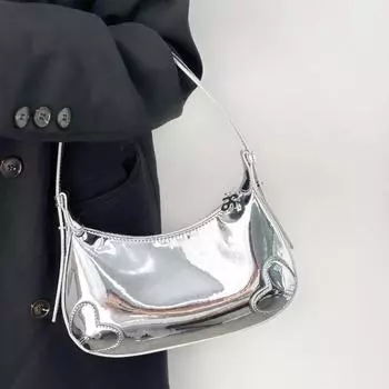 Высококачественные женские сумки через плечо, новая модная женская сумка через плечо, серебряные сумки-хобо, модные сумки из искусственной кожи с дизайном в виде сердца