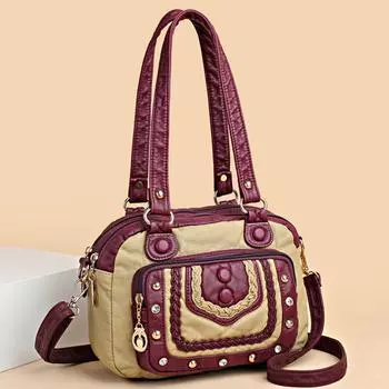 Высококачественные женские сумки из мягкой кожи, роскошные маленькие женские сумки на плечо, повседневная женская сумка-тоут, дизайнерская сумка-мессенджер с заклепками