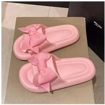 Высококачественные женские тапочки, износостойкие модные домашние летние нескользящие однотонные женские тапочки из ЭВА с узлом-бабочкой 36