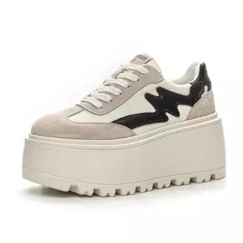 Высококачественные женские толстые кроссовки 8 см, новые модные туфли на осень и весну из ткани свиной кожи, повседневные туфли на танкетке на платформе из натуральной кожи 33