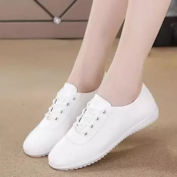 Высококачественные женские туфли для ходьбы, мокасины на плоской подошве, многофункциональные, удобные, для работы с медсестрами, белые 37 чёрный