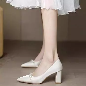 Высококачественные женские туфли-лодочки на высоком каблуке, женские сексуальные туфли до середины икры с острым носком, однотонные, модные вечерние туфли на высоком каблуке 35