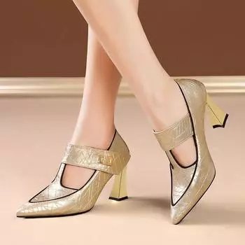 Высококачественные женские туфли на высоком каблуке с пряжкой и ремешком, с острым носком, для женщин, большие размеры 34-43, каблуки для женщин, Zapatos De Mujer 34 чёрный