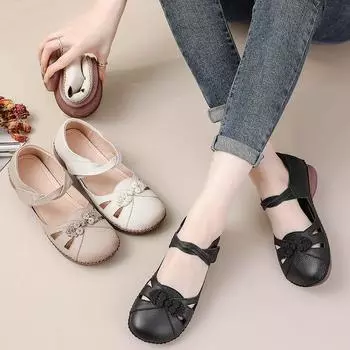 Высококачественные женские винтажные кожаные сандалии с точной строчкой на плоской подошве, черные модные дышащие мокасины в римском стиле для женщин CN 35 абрикосовый