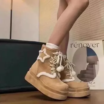 Высококачественные женские зимние ботинки, модная обувь на толстой подошве, новые зимние уличные ботинки с круглым носком и высоким верхом для женщин 35 хаки