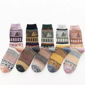 Высококачественные женские зимние шерстяные носки, модные толстые, теплые, удобные повседневные женские носки, 5 пар EUR34-39 разноцветный