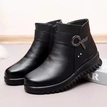 Высококачественные зимние мягкие кожаные женские сапоги женские теплые меховые повседневные зимние сапоги женские ботильоны повседневная хлопковая обувь 35