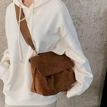 Высококачественные зимние сумки, женские сумки через плечо большой вместимости, сумки через плечо, женские сумки, большие сумки, фланелевые сумки для поездок на работу One Size коричневый