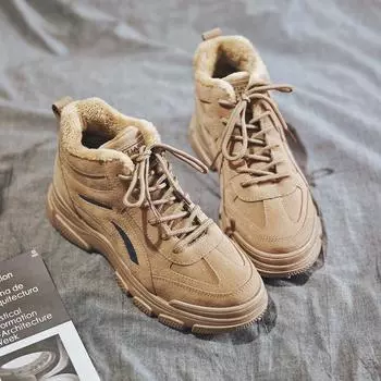 Высококачественные зимние теплые бархатные спортивные женские ботинки, модные ботильоны на платформе, женские зимние ботинки на платформе, кроссовки для женщин 358 35 хаки