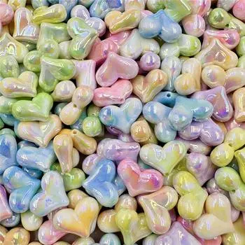 Высококачественный акрил 16*22 мм 20 шт. красочный креативный материал ручной работы персиковое сердце с отверстием свободные бусины DIY бисерный аксессуар сияющий свет синий