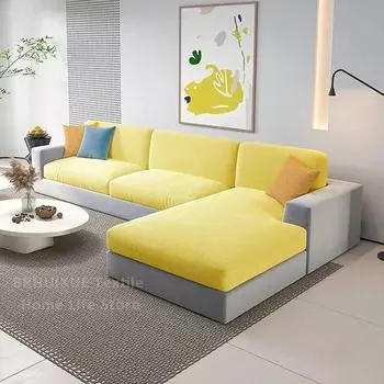 Высококачественный эластичный бархатный чехол для дивана, утепленный чехол для дивана, шезлонга, чехол для гостиной, против царапин кошки, чехол для дивана для гостиной Normal Size (S)-1pc