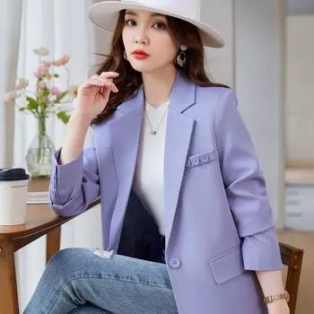 Высококачественный элегантный стильный светло-фиолетовый женский пиджак изысканного дизайна и высокого качества на осень S