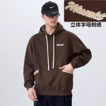 Высококачественный американский тяжелый вышитый свитер 360G, мужской, осенний, свободный, большого размера, с капюшоном, контрастного цвета, ретро, повседневное пальто для мужчин M фиолетовый