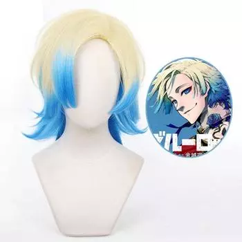 Высококачественный аниме-парик для косплея Майкла Кайзера Blue Lock 60 см, градиентный парик № 10 для игрока, термостойкие парики из волос + шапочка для парика One Size