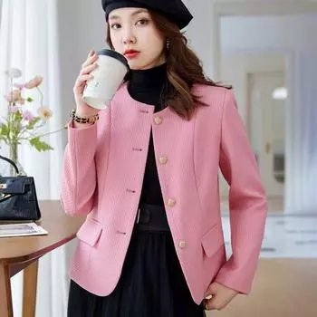 Высококачественный ароматный розовый пиджак, женский весенне-осенний новый маленький популярный маленький костюм с темпераментом знаменитостей S