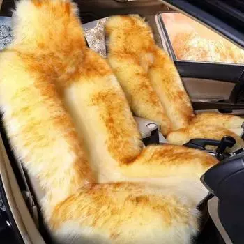 Высококачественный австралийский импортный шерстяной чехол для сиденья автомобиля, зимний новый меховой плюшевый интегрированный одинарный коврик для сиденья автомобиля, пушистый удобный теплый коврик для сиденья автомобиля single чёрный