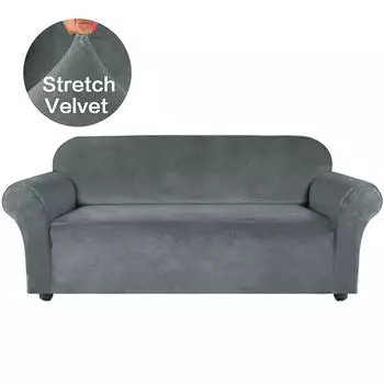 Высококачественный бархатный эластичный чехол для дивана для гостиной, дивана, чехол, защитный чехол для мебели, эластичный чехол для дивана, 1/2/3/4 местный 1 Seater 90-130cm серый