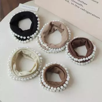 Высококачественный, бесшовный, ультраширокий браслет, резинка для волос, резинка для волос с жемчугом, хвост, шарики, резинка для волос, головной убор Size fits all
