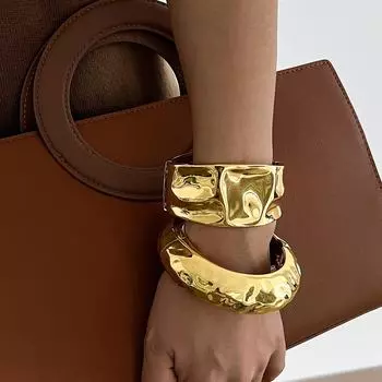 Высококачественный браслет из нерегулярного сплава с пружиной: Европейская и американская мода Bracelet 2550 золотой