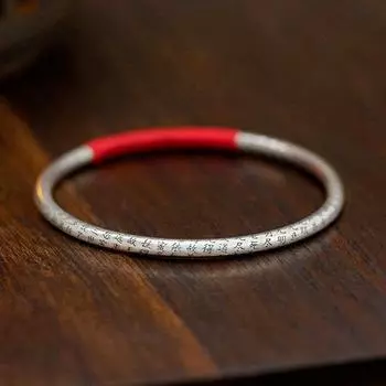 Высококачественный браслет с гравировкой из стерлингового серебра 999 пробы и браслет с надписью «Сердце Сутра» для женщин, подарок на вечеринку 20 г 60mm