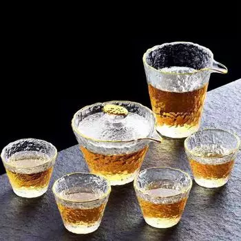 Высококачественный чайный сервиз из молоткового стекла, японский чайник, китайская чайная церемония, кружки для кунг-фу, кофейные чашки, стеклянная кружка, гайвань, чайник